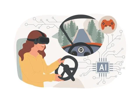 AI-Enhanced Virtual Reality abstract concept vector illustration. Ilustración de archivo