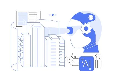 AI-Enhanced Virtual Reality Walkthroughs abstract concept vector illustration. Ilustración de archivo