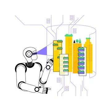 AI-Enhanced Virtual Reality Walkthroughs abstract concept vector illustration. Ilustración de archivo
