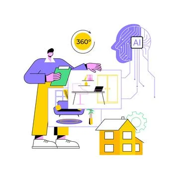 AI-Enhanced Virtual Tours abstract concept vector illustration. Stock Illustration