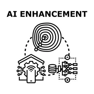 Ai enhancement technology improving digital data processing 库存插图