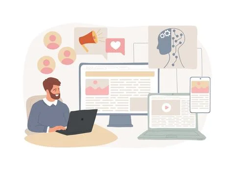 AI-Ensured Multi-Channel Customer Engagement abstract concept vector イラスト素材
