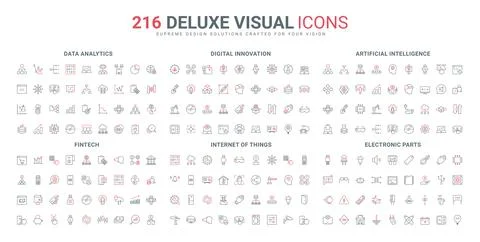 AI environment access and analytics, IoT and digital data of fintech line icon 스톡 일러스트