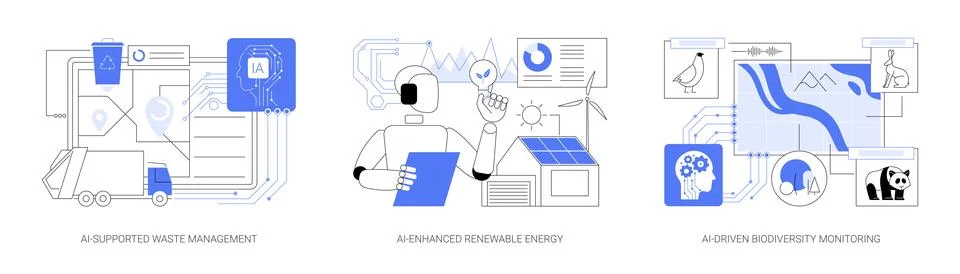 AI for Environmental Issues abstract concept vector illustrations. Stock Illustration