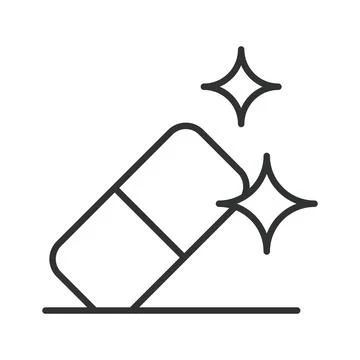 AI eraser and correction tool, icon in line design. Smart object removal, photo Stock Illustration