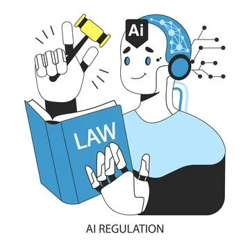 AI ethics. Artificial intelligence alignment. Computer system intelligence 스톡 일러스트