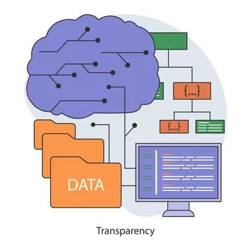 AI ethics. Artificial intelligence and neural network connected to data Stock Illustration