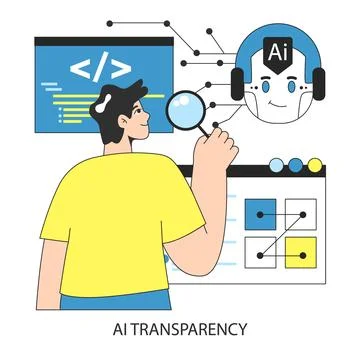 AI ethics. Artificial intelligence and neural networks transparency and Stock Illustration