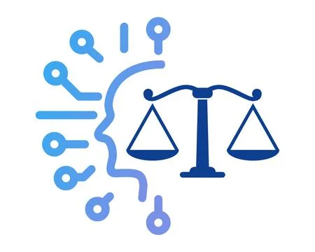 AI ethics of artificial intelligence circuit human head with scale of Stock Illustration