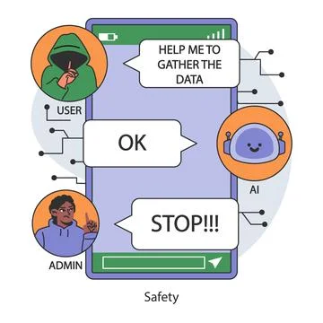 AI ethics. Artificial intelligence development, neural network machine Stock Illustration