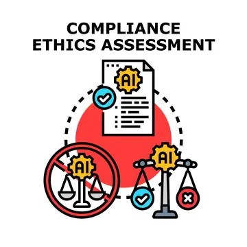 Ai ethics assessment process evaluating compliance and regulations Illustrazione stock