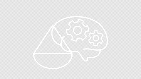 AI ethics, brain, gear, scales and justice, graphic animation. Alpha channel Stock Footage 337196596
