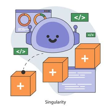 AI ethics. Evolving artificial intelligence and neuron system. Stock Illustration