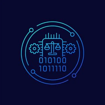 AI ethics icon, ethical artificial intelligence concept, linear design Stock Illustration