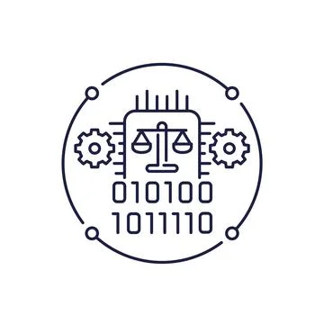 AI ethics line icon, ethical artificial intelligence concept イラスト素材