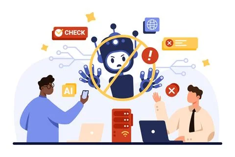 AI ethics problem, danger and harmful effect of artificial intelligence Stock Illustration