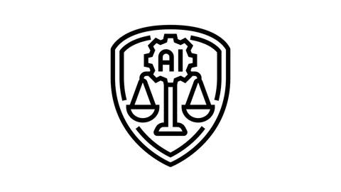 Ai ethics shield ethical line icon animation Stock Footage 326124201