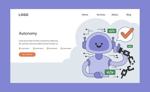 AI ethics web or landing. Artificial intelligence autonomy. Complex Stock Illustration