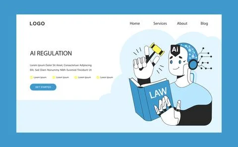 AI ethics web or landing. Artificial intelligence alignment. Computer Stock Illustration