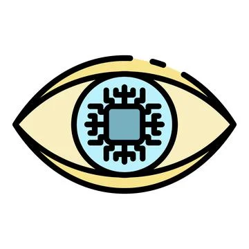 Ai eye processor icon color outline vector イラスト素材