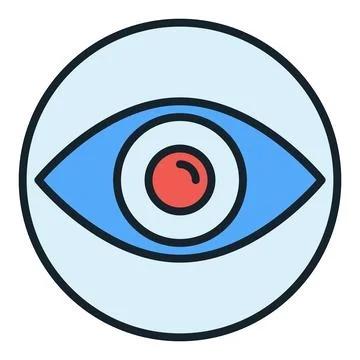 AI Eye vector Artificial Intelligence Vision linear round colored icon or l.. Stock Illustration