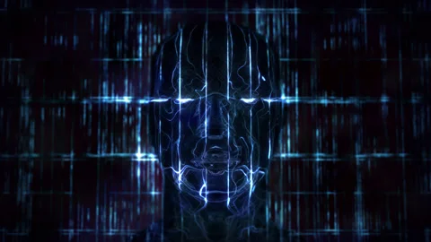 AI FACE loop. An abstract representation of Artificial Intelligence Stock Footage 243267695