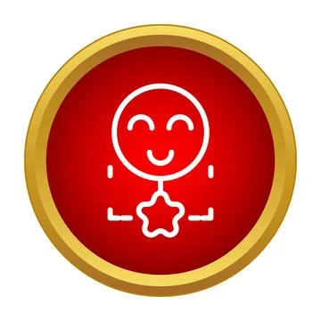 Ai face recognition with satisfied rating icon Stock Illustration