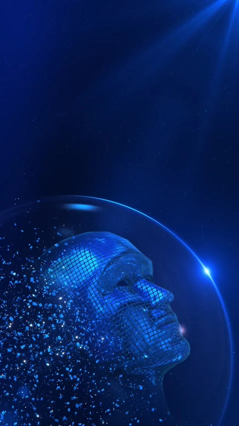 AI Face Technology Line Connection Artificial Intelligence face scanner line con Stock Footage 341894546