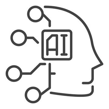 AI Face vector Artificial Intelligence Face thin line icon or symbol 스톡 일러스트