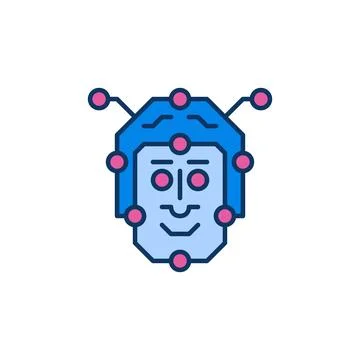 AI Face vector Robot Head concept colored modern icon Stock Illustration
