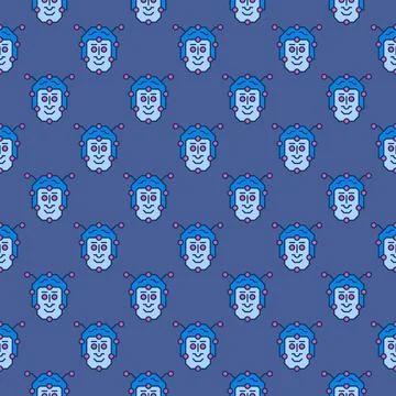 AI Face vector Robot Head concept modern seamless pattern Illustrazione stock