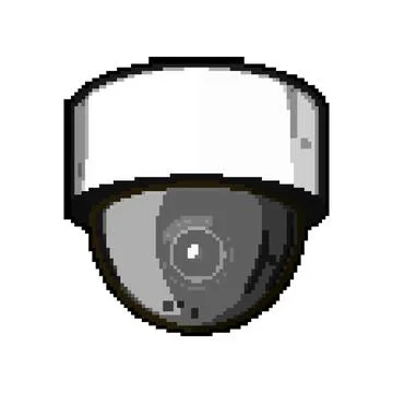 Ai facial recognition camera pixel art vector illustration Stock Illustration