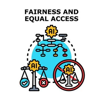 Ai fairness and equal access concept illustrating unbiased algorithms Stock Illustration