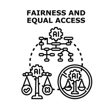 Ai fairness and equal access concept illustrating unbiased algorithms Stock Illustration