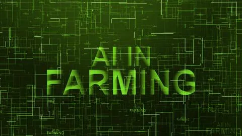 AI in farming text technology data line green color Stock Illustration