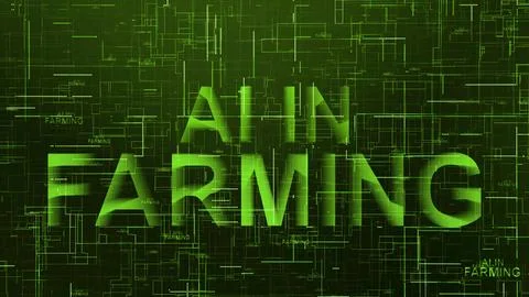 AI in farming text technology data line green Stock Illustration