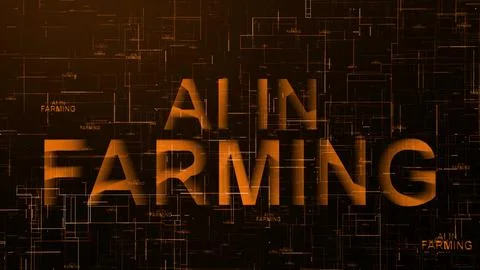 AI in farming text technology data line orange Stock Illustration