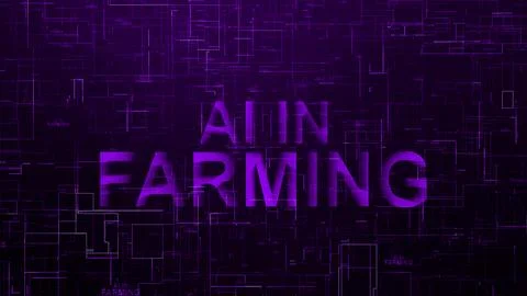 AI in farming text technology data line purple color Stock Illustration