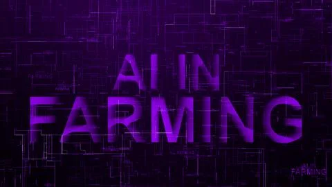 AI in farming text technology data line purple Stock Illustration