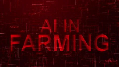 AI in farming text technology data line red color Stock Illustration