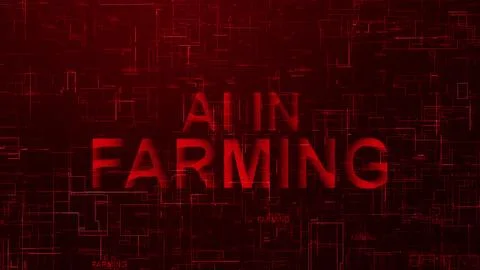 AI in farming text technology data line red Stock Illustration