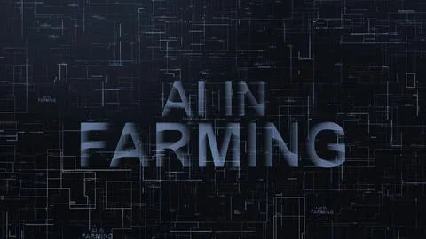 AI in farming text technology data line Stock Illustration