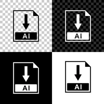 AI file document icon. Download AI button icon isolated on black, white and Stock Illustration