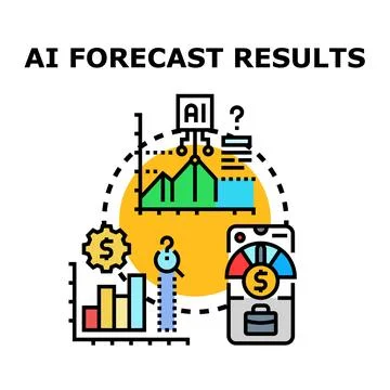 Ai financial forecasting results generating business analysis Stock Illustration
