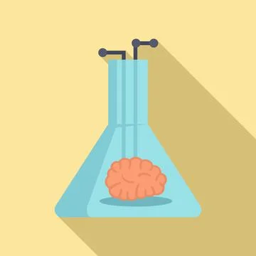 Ai flask brain icon, flat style 스톡 일러스트