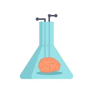 Ai flask brain icon flat isolated vector Stock Illustration