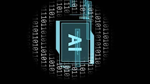 AI folder icon and binary code, artificial intelligence concept Stock Footage 312386573