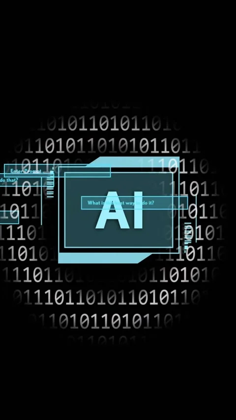 AI folder icon and binary code, artificial intelligence concept Stock Footage 323780789