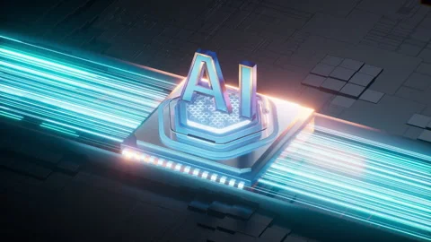 AI font with circuit board background, 3d rendering. 库存影片 330481822