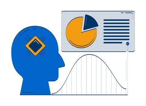 AI forecasting and data-driven insights doodle illustration concept Stock Illustration